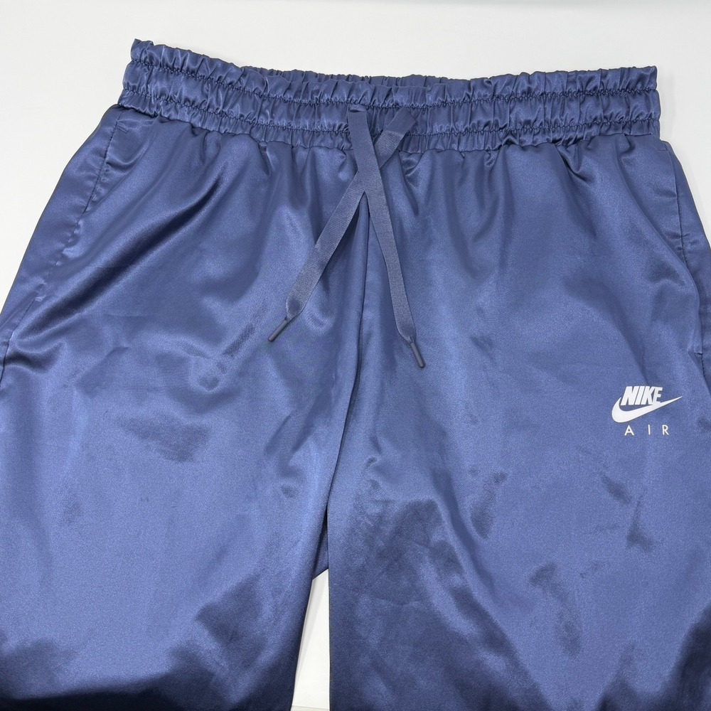 Nike Air Womens Satin Track Joggers Navy Blue Size XL Sporty Chic Pants